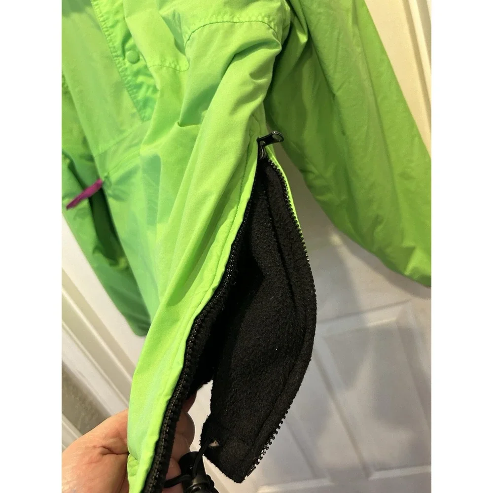 Vintage Gap Arctic Light Fleece Reversible Anorak Jacket XL Lime Green Black 90s
